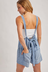 Light Blue Denim Shortall Romper