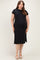Black Plus Round Neck Maternity Short Sleeve Midi Dress