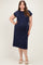 Navy Plus Round Neck Maternity Short Sleeve Midi Dress