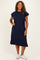Navy Plus Round Neck Short Sleeve Midi Dress