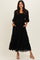 Black Lace Smocked Midi Dress