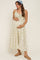 Cream Striped Floral Smocked Waist Maternity Midi Dress