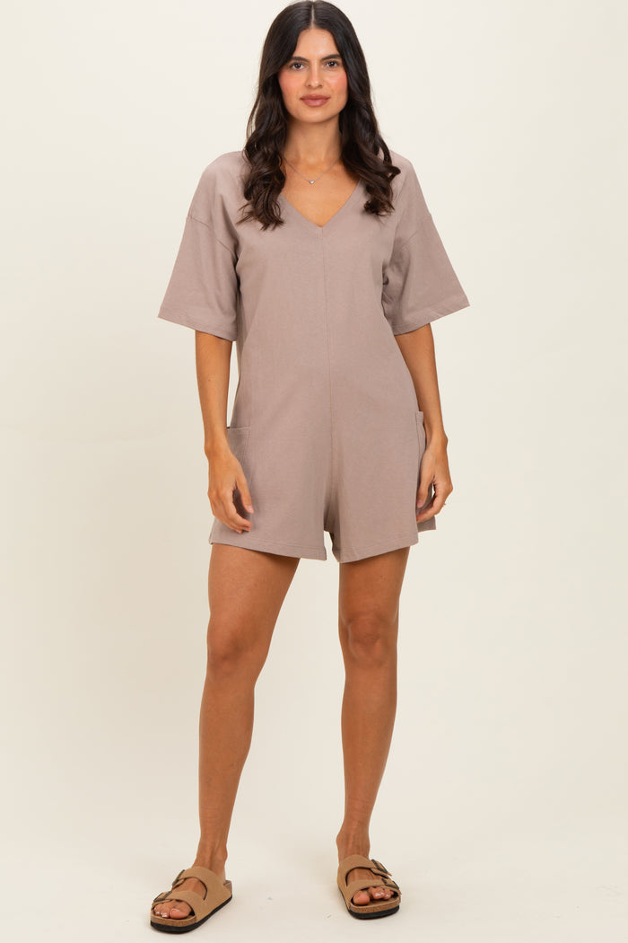 Mocha Scoop Neck Romper