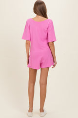 Pink Scoop Neck Maternity Romper