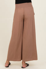 Cocoa Smocked Waistband Wide Leg Maternity Lounge Pants
