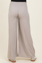 Beige Smocked Waistband Wide Leg Maternity Lounge Pants