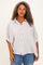 Brown Plus Woven Stripe Button Down Top