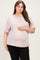 Beige Plus Raised Rib Short Sleeve Front Pocket Maternity Top