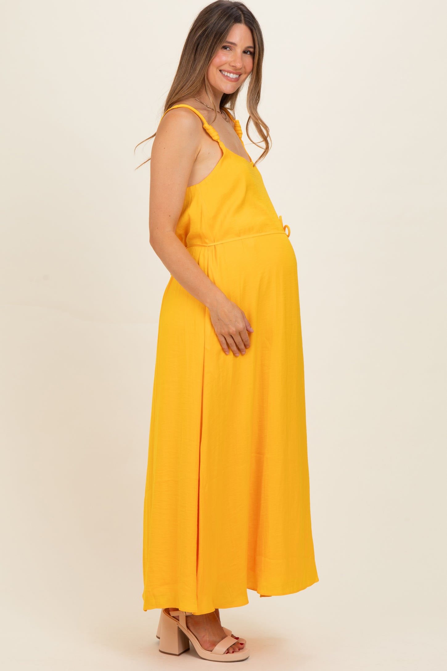 Sunflower Sleeveless Flower Belt Maxi Dress