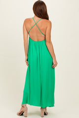 Peridot V-Neck Open Back Maxi Dress