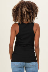 Black Ribbed Sleeveless Henley Maternity Tank Top
