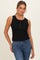 Black Ribbed Sleeveless Henley Tank Top