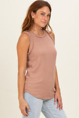 Mocha Ribbed Sleeveless Top