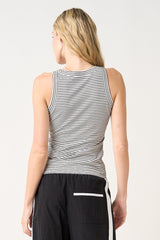 White Striped Ribbed Knit Tank Top