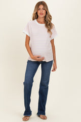 Blush Striped Knit Short Sleeve Maternity Top