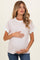 Blush Striped Knit Short Sleeve Maternity Top