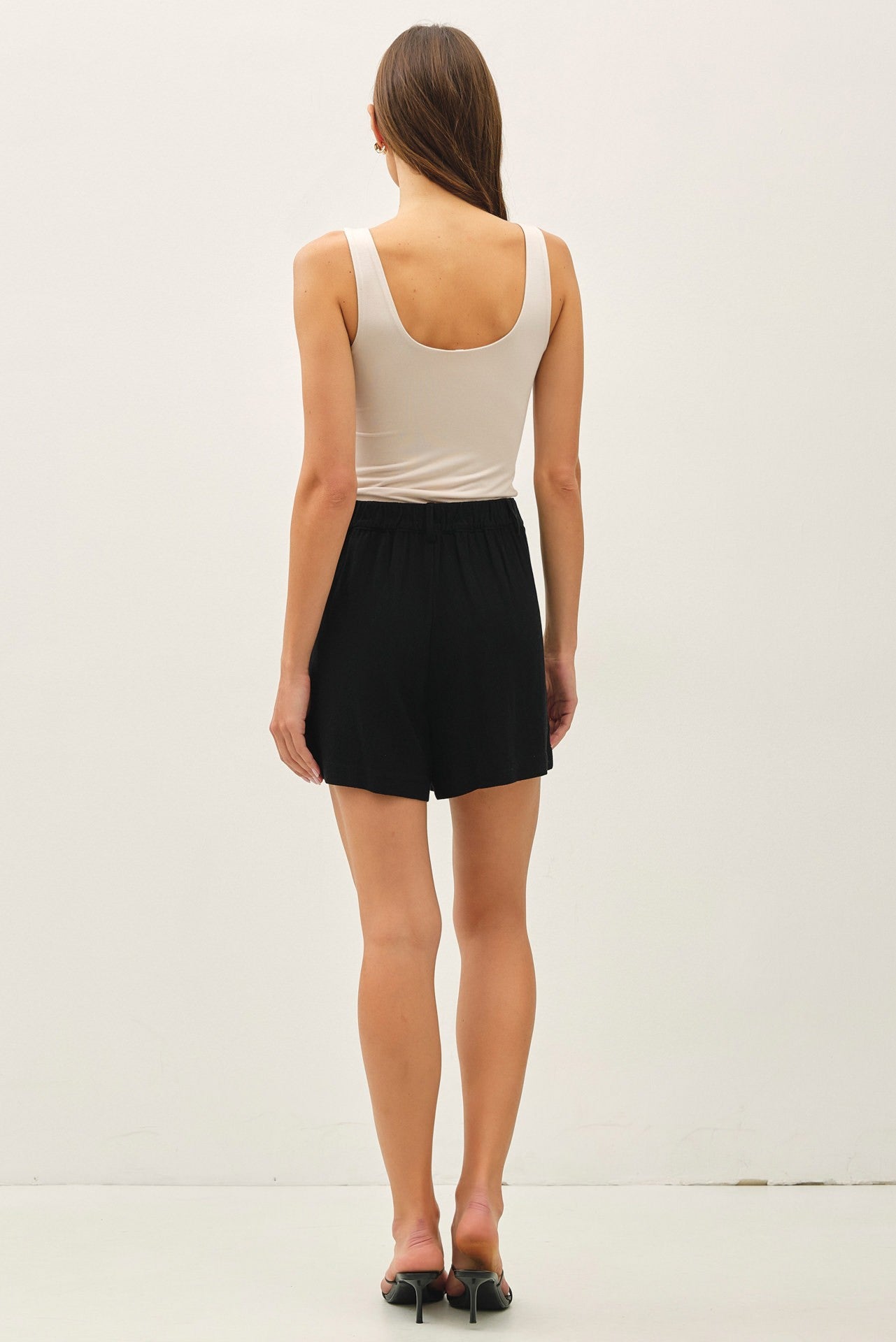 Black Linen Blend Shorts