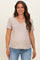 Khaki Linen Blend V-Neck Short Sleeve Maternity T-Shirt