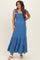 Blue Ruffle Strap Smocked Maternity Maxi Dress