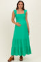 Green Ruffle Strap Smocked Maternity Maxi Dress