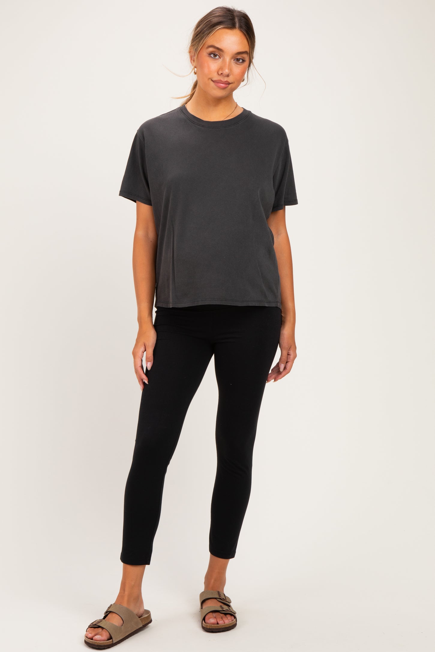Black Maternity Crew Neck T-Shirt