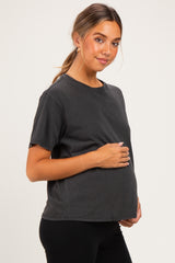 Black Maternity Crew Neck T-Shirt
