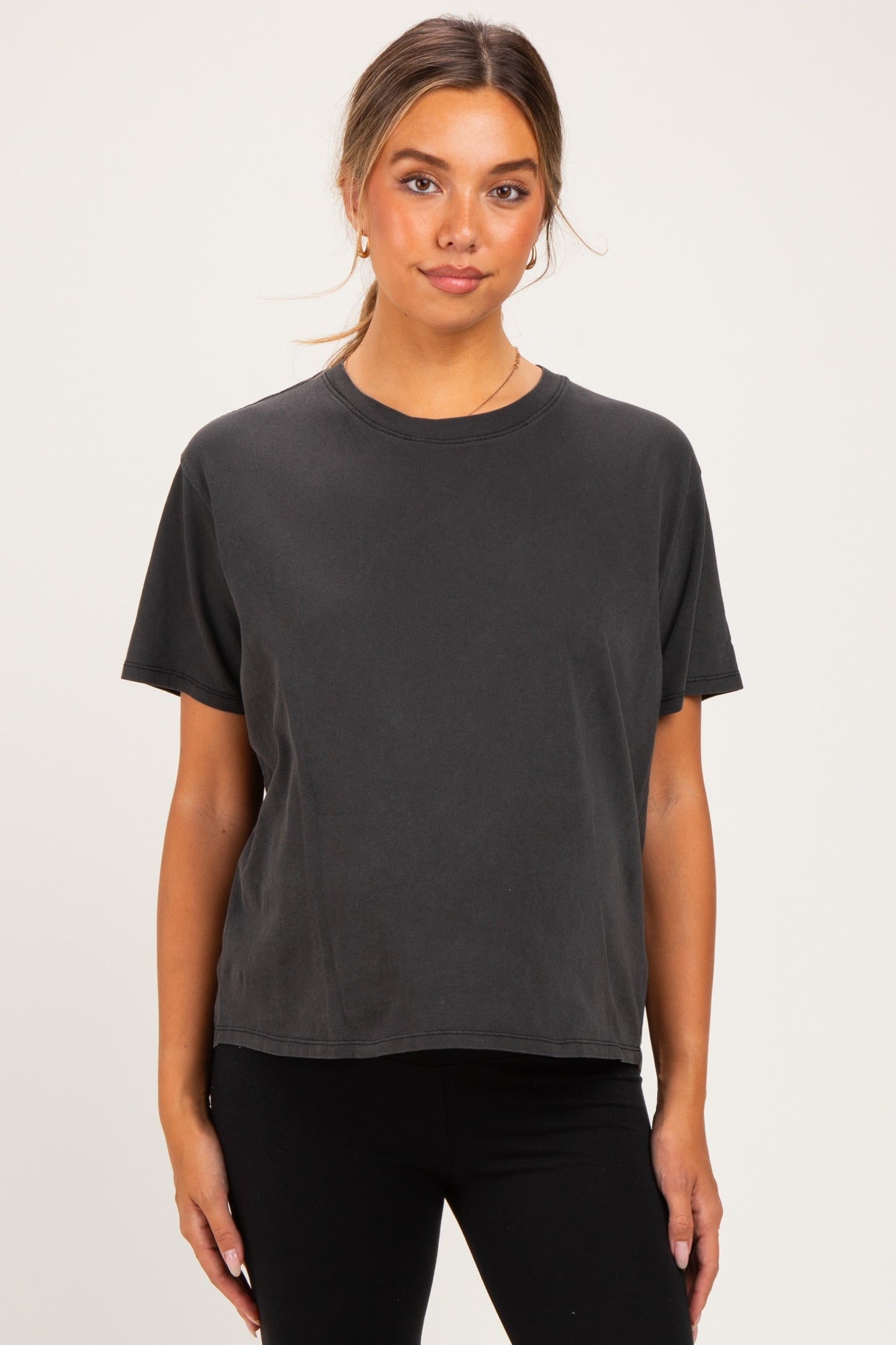 Black Maternity Crew Neck T-Shirt