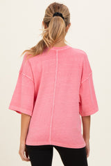 Pink Pigment Oversized Half-Sleeve Maternity T-Shirt