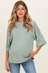 Sage Pigment Oversized Half-Sleeve Maternity T-Shirt