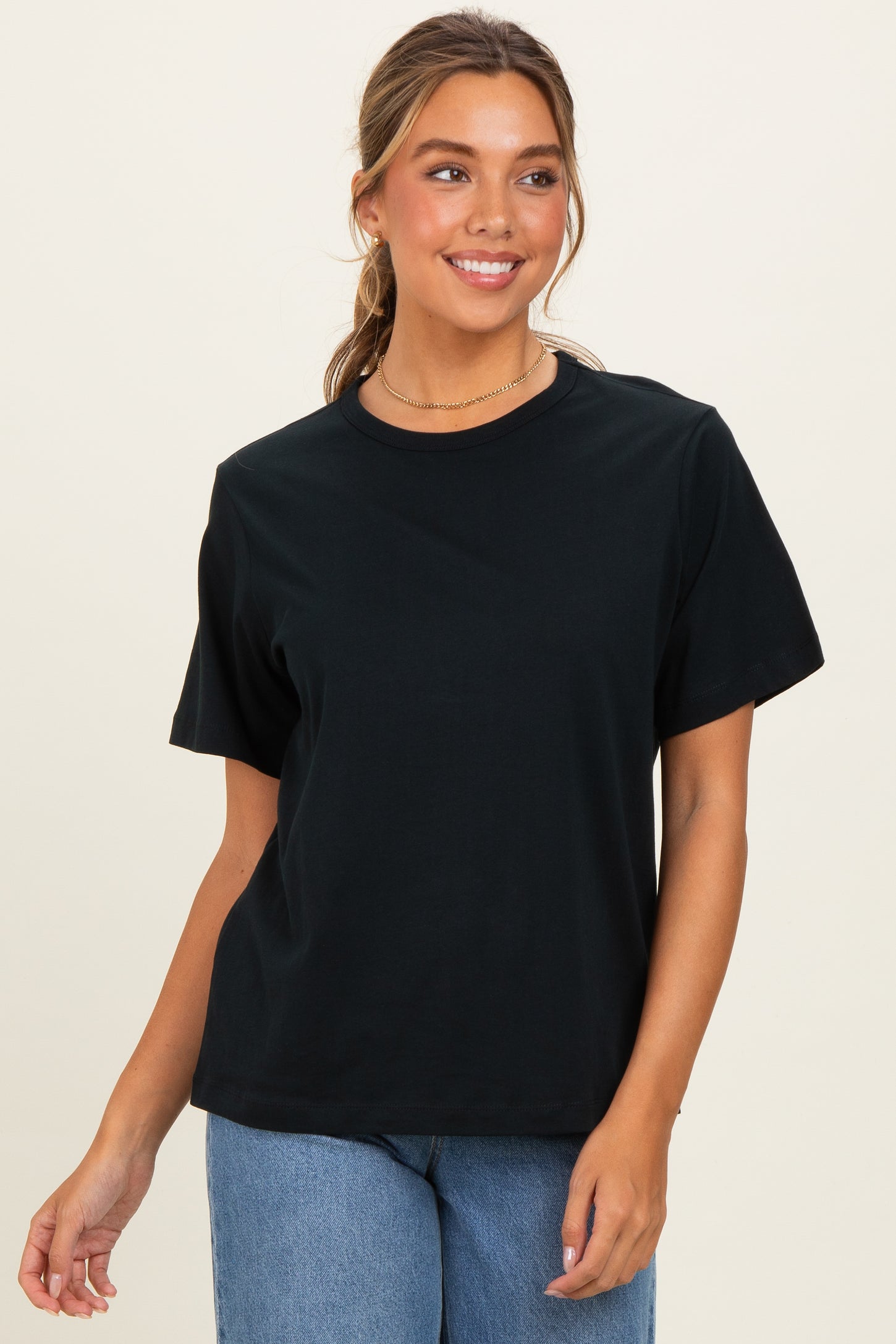 Black Oversized Short Sleeve Crew Neck T-Shirt