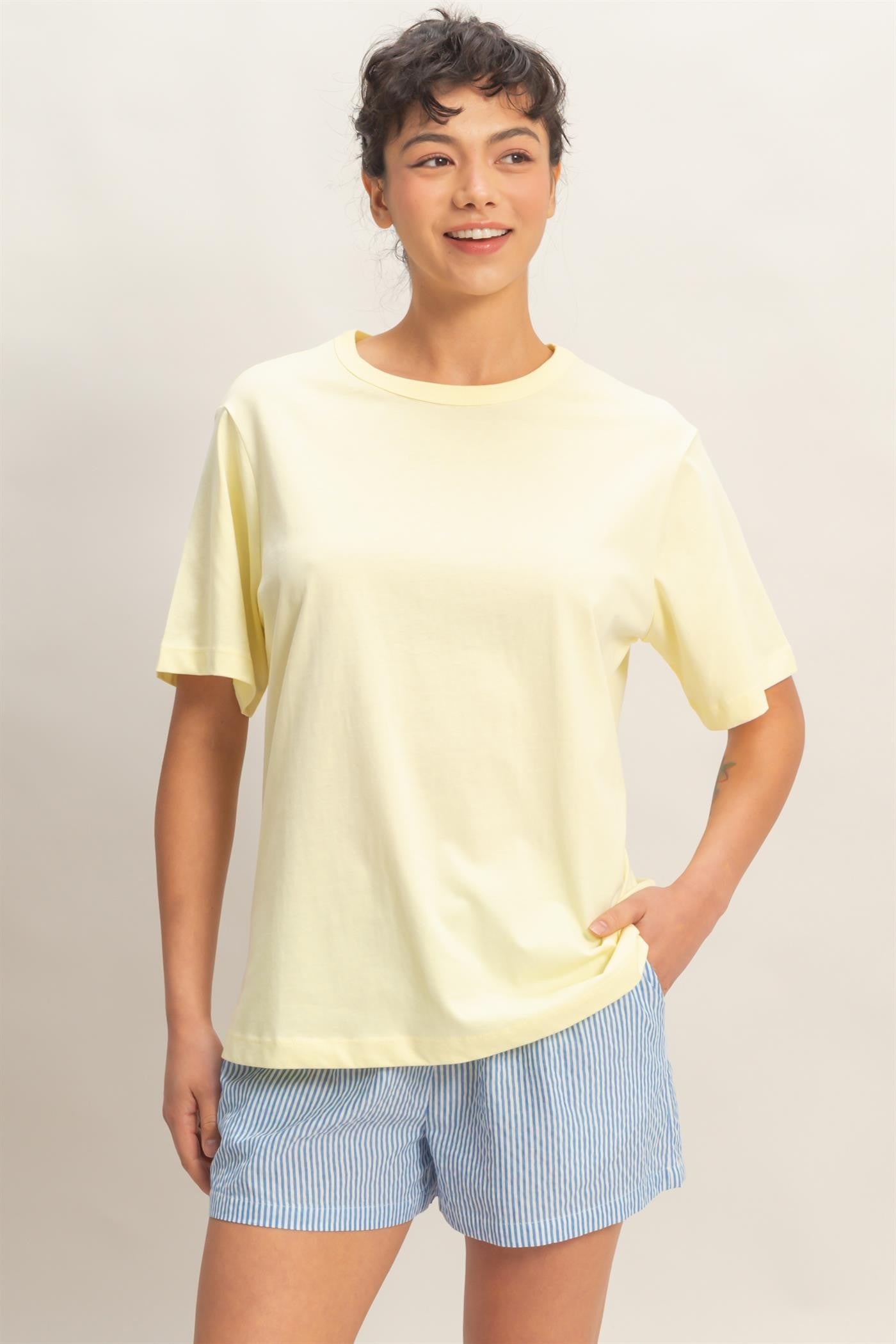 Yellow Oversized Short Sleeve Crew Neck T-Shirt