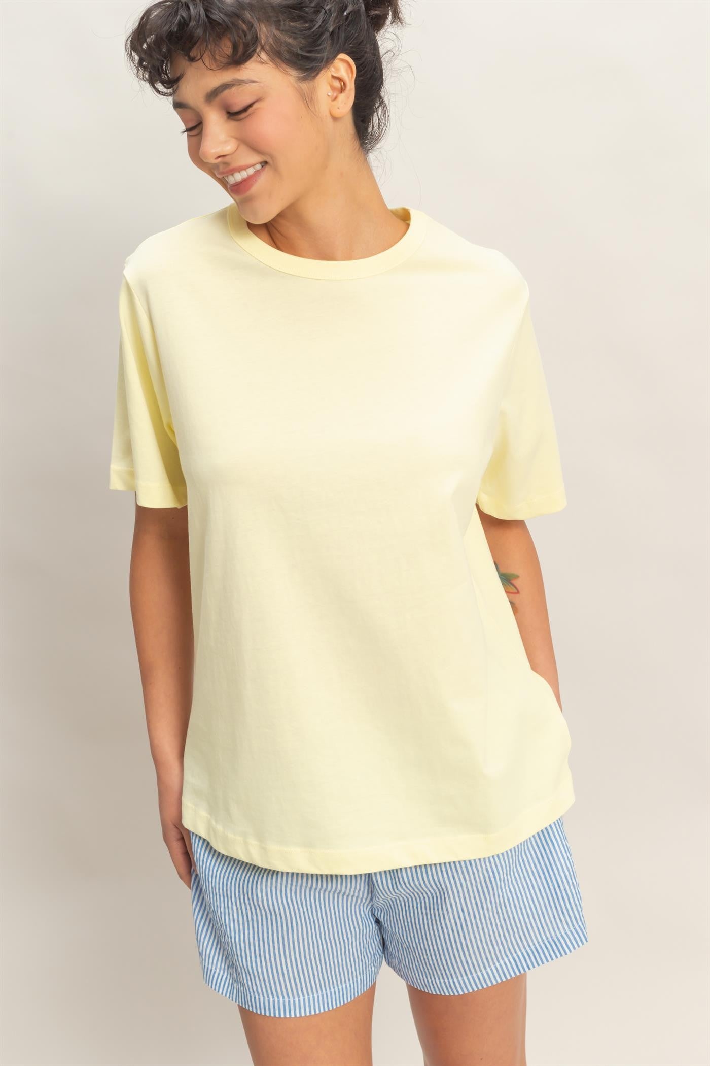 Yellow Oversized Short Sleeve Crew Neck T-Shirt