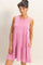 Fuchsia Sleeveless Crewneck Tiered Mini Dress