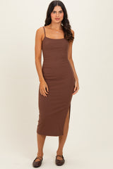 Chocolate Side Slit Fitted Tank Dress