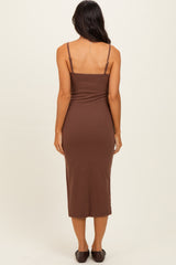Chocolate Side Slit Fitted Tank Dress