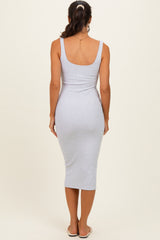 Oatmeal Ribbed Square Neck Tank Dress