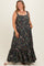 Forest Green Floral Bow Strap Maternity Plus Maxi Dress