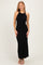 Black Halter Ribbed Knit Maxi Dress