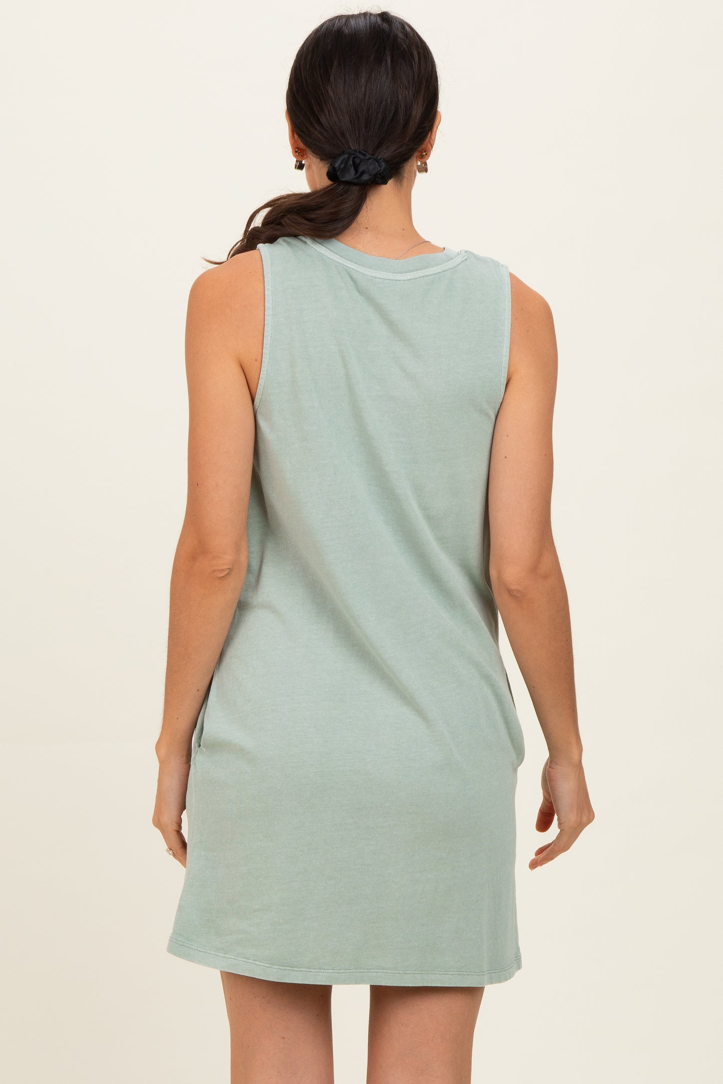 Sage Pigment Dyed Sleeveless Mini Dres