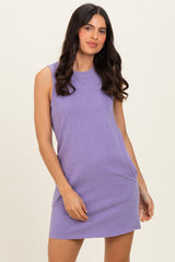 Purple Pigment Dyed Sleeveless Maternity Mini Dres
