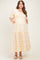 Beige Floral Embroidered Smocked Maternity Maxi Dress