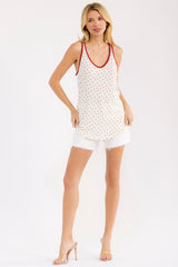 Brick Floral Solid Trim Tank Top