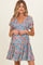 Teal V Neck Smocked Bust Short Sleeve Short MaternityDress