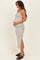 Cream Striped Sleeveless Side Slit Maternity Midi Dress
