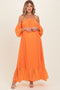 Orange Chiffon Off Shoulder Maternity Maxi Dress