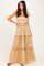Camel Printed Smocked Maxi Dress