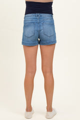 Blue Classic Wash Maternity Denim Shorts