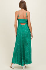 Green Polka Dot Pleated Cutout Maternity Maxi Dress