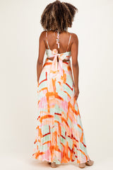 Multicolor Pleated Halter Cutout Maternity Maxi Dress
