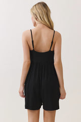 Navy Ribbed Knit Babydoll Romper